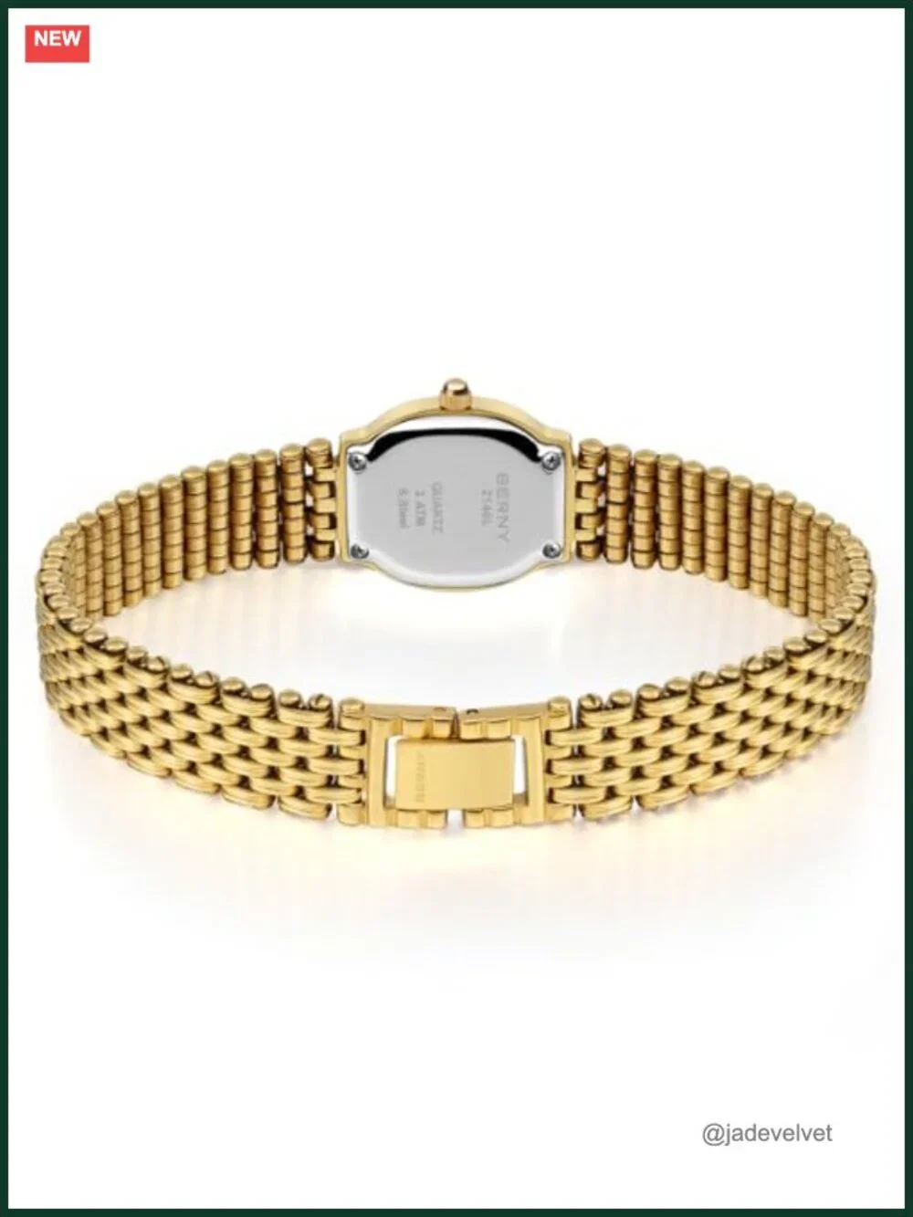 Vintage Gold Oval Quartz Watch for Women, Stainless Steel Bracelet, 3ATM